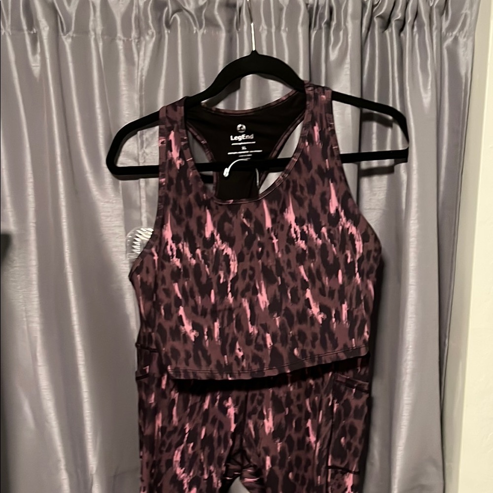 Pink and Black Abstract Print workout set